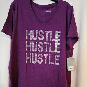 Tek Gear Dry Tek NWT V Neck Graphic Tee Hustle‎ Hustle Hustle Size 1X